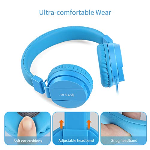 Gorsun® Auriculares para Niños,Plegable Cómodos Auriculares Niños con Seguro Material,Auriculares Infantiles con Ligera Diadema,Estéreo Cerrados Cascos para Niños -Azul Gorsun® Auriculares para Niños,Plegable Cómodos Auriculares Niños con Seguro Material,Auriculares Infantiles con Ligera Diadema,Estéreo Cerrados Cascos para Niños -Azul
