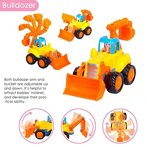 GoStock Vehículos de Construcción Coche de Juguete Coche de Friccion Camion de Juguete Coche de Juguete de Plástico Regalo de los Niños(Tractor, Niveladora, Camión del Mezclador, Camiones)