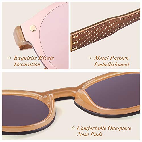 GQUEEN Futurista Sin Marco Redondas Gafas de Sol Protector Reflexivo Espejo Anteojos para Hombre Mujer MEO5