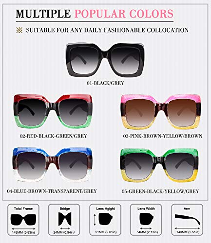 GQUEEN Gafas de sol para mujer con armazón grande y cuadrado Múltiples colores y con brillos Inspirados en diseñadores S904