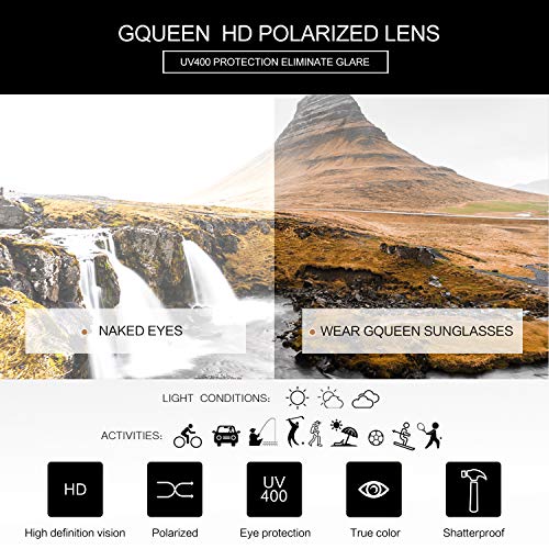 GQUEEN Gafas de Sol Polarizadas para Hombre Retro Mujer Gafas Sol MS07