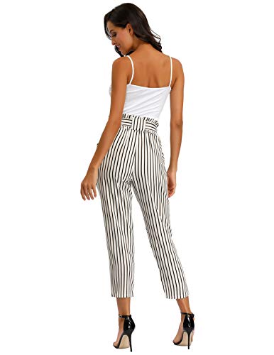 GRACE KARIN Mujer Pantalón de Rayas con Cinturón Desmontable para Oficina XL Blanco GRACE KARIN Mujer Pantalón de Rayas con Cinturón Desmontable para Oficina XL Blanco