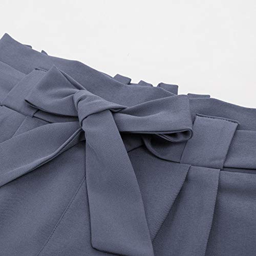 GRACE KARIN Pantalones Segaretta de Cintura Alta de Mujer Elegante Decorados con Un Lazo Azul Claro L Cl10903-1
