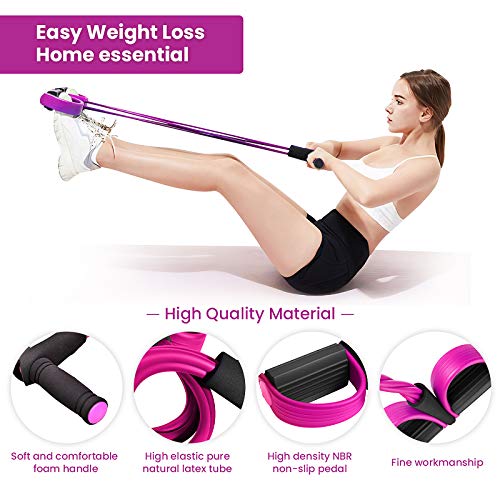 gracosy Cuerda de Tensión Multifunción Cuerda para Ejercitar Piernas Cuerda Elástica Pedal 4-Tubos Casa Banda de Resistencia Extensor de Culturismo Fitness Músculo Banda para Abdomen/Cintura/Brazo