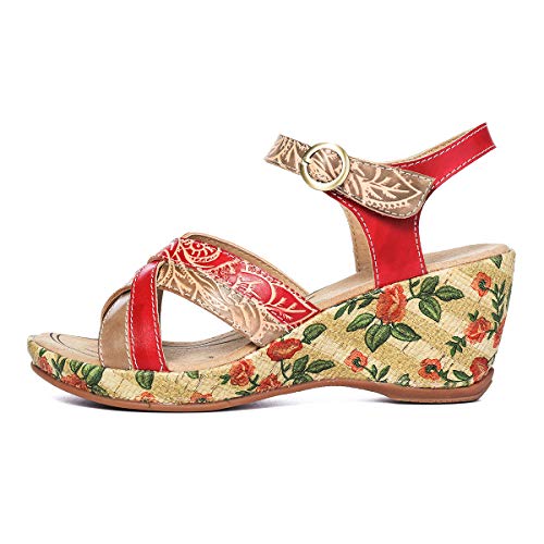 gracosy Sandalias Cuero Verano Mujer Estilo Bohemia Zapatos de Tacón Medio para Mujer de Dedo Cuña Sandalias Talla Grande Chanclas Romanas de Mujer Gris Rojo Azul Hecho a Mano Los Zapatos 2019 gracosy Sandalias Cuero Verano Mujer Estilo Bohemia Zapatos de Tacón Medio para Mujer de Dedo Cuña Sandalias Talla Grande Chanclas Romanas de Mujer Gris Rojo Azul Hecho a Mano Los Zapatos 2019
