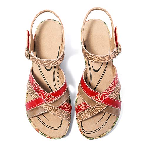 gracosy Sandalias Cuero Verano Mujer Estilo Bohemia Zapatos de Tacón Medio para Mujer de Dedo Cuña Sandalias Talla Grande Chanclas Romanas de Mujer Gris Rojo Azul Hecho a Mano Los Zapatos 2019 gracosy Sandalias Cuero Verano Mujer Estilo Bohemia Zapatos de Tacón Medio para Mujer de Dedo Cuña Sandalias Talla Grande Chanclas Romanas de Mujer Gris Rojo Azul Hecho a Mano Los Zapatos 2019