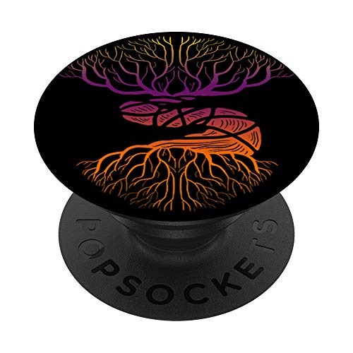 Gradient Tree Life Cool Silhouette Plant Zen Yoga Lover Gift PopSockets PopGrip: Agarre intercambiable para Teléfonos y Tabletas