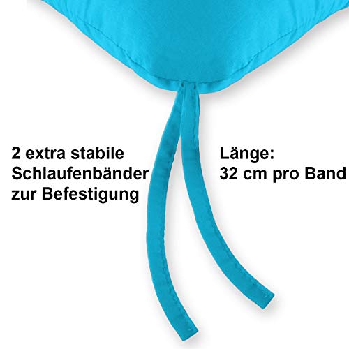 Gräfenstayn® Set de 4 Cojines de Asiento cojín de Silla 38x38x8cm para Interior y Exterior - Funda de algodón 100% - Muchos Colores - Acolchado Grueso/cojín de Suelo (Turquesa) Gräfenstayn® Set de 4 Cojines de Asiento cojín de Silla 38x38x8cm para Interior y Exterior - Funda de algodón 100% - Muchos Colores - Acolchado Grueso/cojín de Suelo (Turquesa)