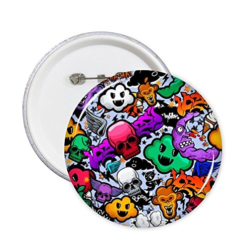 Graffiti calle cultura colorido nube calavera mono helado Boom americano arte ilustración pattern Round pins Badge botón ropa decoración 5pcs