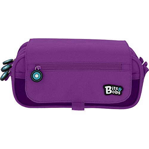 Grafoplás Bits & Bobs, Estuche Escolar 3 Compartimentos con Solapa, 23 cm, Violeta