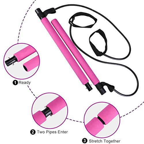 GrandEver Kit de Barra de Pilates portátil con Banda de Resistencia, Barra de Ejercicio de Yoga Pilates Stick Yoga con Bucle de pie para Entrenamiento de Cuerpo Completo, fácil de Usar. GrandEver Kit de Barra de Pilates portátil con Banda de Resistencia, Barra de Ejercicio de Yoga Pilates Stick Yoga con Bucle de pie para Entrenamiento de Cuerpo Completo, fácil de Usar.
