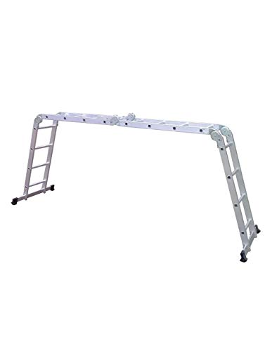 Grandmaster - Escalera De Aluminio Plegable 575cm, Escalera Multifuncional 6 En 1, Plataforma Incluida, Carga Máxima 150kg, Diseño Antideslizante, Tamaño Plegado 149x35x28cm