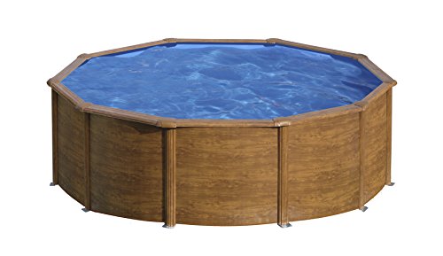 Gre KITPR303W Sicilia - Piscina Elevada Redonda, Aspecto Madera, 300 x 120 cm