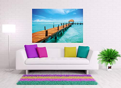 GREAT ART Set de 2 Posters XXL - embarcadero - Muelle en el mar y la Costa de la bahía océano Playa Verano Tailandia lancha trópico Sol Pared decoración Foto (140 x 100 cm)