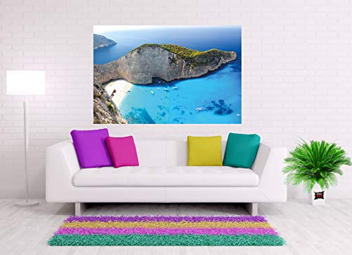 GREAT ART Set de 2 Posters XXL - Islas de ensueño - Zakynthos corazón Isla Playa trópicos Grecia Amor naufragio mar Naturaleza Pared decoración Foto póster de Pared (140 x 100 cm)