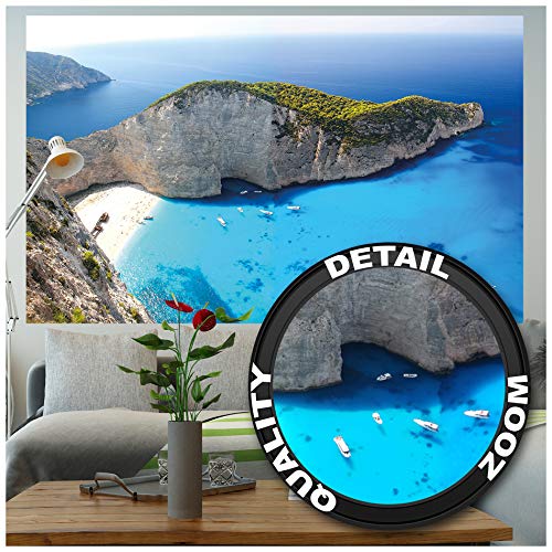 GREAT ART XXL Póster – Playa De Zakynthos – Mural Grecia Islas Jónicas Bahía con Vistas A Mar De Navagio  Playa con Naufragio Imagen Cartel De Pared Foto Y Decoración (140 X 100 Cm)