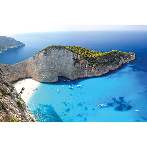 GREAT ART XXL Póster – Playa De Zakynthos – Mural Grecia Islas Jónicas Bahía con Vistas A Mar De Navagio  Playa con Naufragio Imagen Cartel De Pared Foto Y Decoración (140 X 100 Cm)