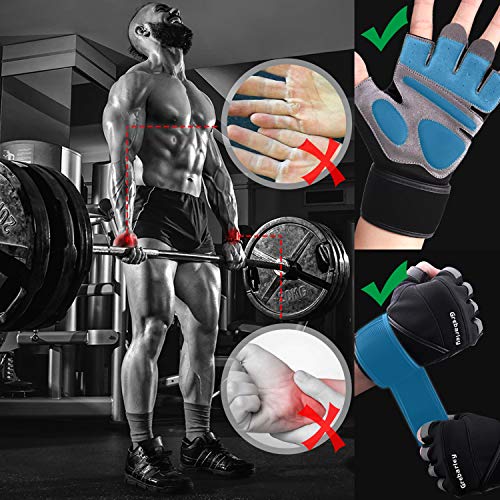 Grebarley Fitness Gloves Levantamiento de Pesas, protección Total de la Palma, Transpirable, Guantes de Entrenamiento para Hombres y Mujeres (Negro, L)