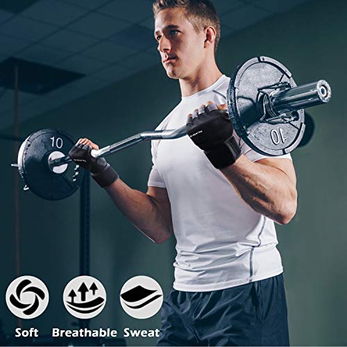 Grebarley Fitness Gloves Levantamiento de Pesas, protección Total de la Palma, Transpirable, Guantes de Entrenamiento para Hombres y Mujeres (Negro, L)