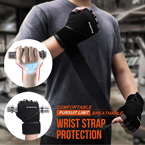 Grebarley Fitness Gloves Levantamiento de Pesas, protección Total de la Palma, Transpirable, Guantes de Entrenamiento para Hombres y Mujeres (Negro, XL) Grebarley Fitness Gloves Levantamiento de Pesas, protección Total de la Palma, Transpirable, Guantes de Entrenamiento para Hombres y Mujeres (Negro, XL)