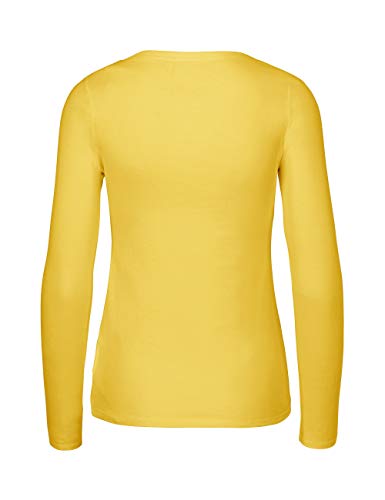 Green Cat - Camiseta de manga larga para mujer, 100% algodón orgánico. Certificado Fairtrade, Oeko-Tex y Ecolabel amarillo XL