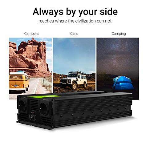 Green Cell® 1500W/3000W 24V a 220V/230V Onda sinusoidal modificada Inversor de Corriente DC AC Power Inverter Transformador de Voltaje para Coche Camion con Puerto USB y Pinzas de conexión a batería