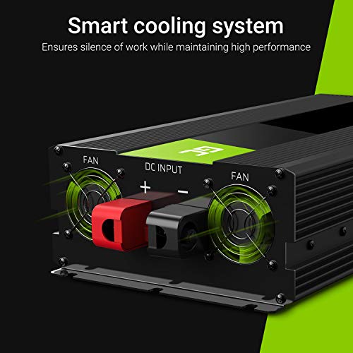 Green Cell® 1500W/3000W 24V a 220V/230V Onda sinusoidal modificada Inversor de Corriente DC AC Power Inverter Transformador de Voltaje para Coche Camion con Puerto USB y Pinzas de conexión a batería