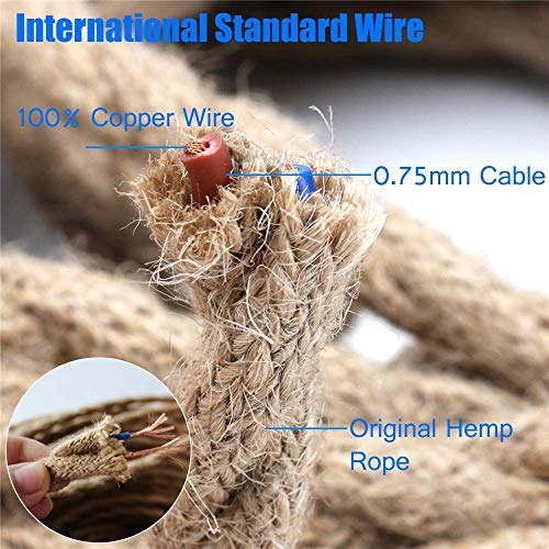 GreenSun LED Lighting - Cable de cuerda de 20M 2 núcleos, 0,75 mm², cable de tela trenzada de cáñamo para colgar lámparas, accesorios de lámpara GreenSun LED Lighting - Cable de cuerda de 20M 2 núcleos, 0,75 mm², cable de tela trenzada de cáñamo para colgar lámparas, accesorios de lámpara