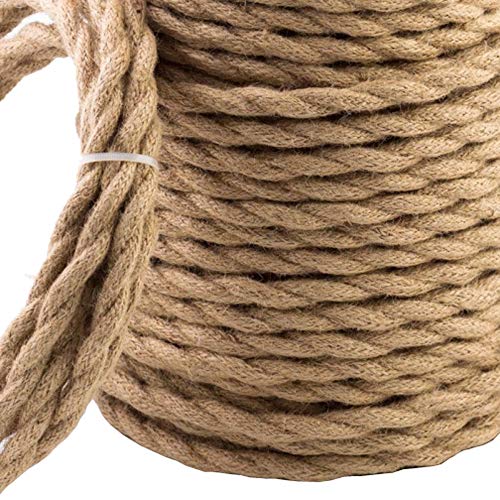 GreenSun LED Lighting Cable textil vintage 5m 2 hilos eléctrico estilo antiguo, cuerda retorcida, trenzada, colgante, para luz o lámpara, beige (2x 0,75 mm)