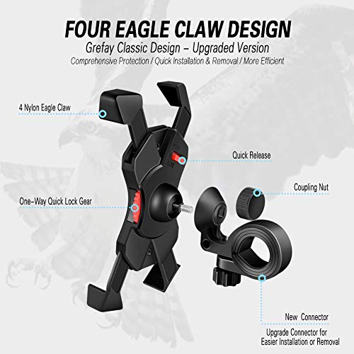 Grefay Soporte Movil Bicicleta Soporte Universal Manillar Motocicleta para 3.5"-6.5" Smartphones con Rotación 360° Grefay Soporte Movil Bicicleta Soporte Universal Manillar Motocicleta para 3.5"-6.5" Smartphones con Rotación 360°