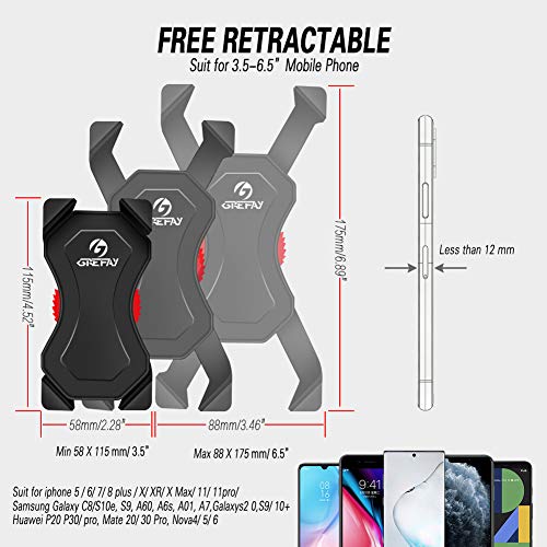 Grefay Soporte Movil Bicicleta Soporte Universal Manillar Motocicleta para 3.5"-6.5" Smartphones con Rotación 360° Grefay Soporte Movil Bicicleta Soporte Universal Manillar Motocicleta para 3.5"-6.5" Smartphones con Rotación 360°