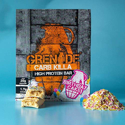 Grenade Carb Killa High Protein and Low Carb Barra Sabor Birthday Cake - 12 Unidades