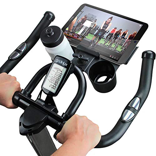 gridinlux. Trainer Alpine 7500. Bicicleta Spinning Pro Indoor. Volante de Inercia 15 kg, Nivel Avanzado, Sistema de Absorción de Impactos, Pantalla LCD, Fitness