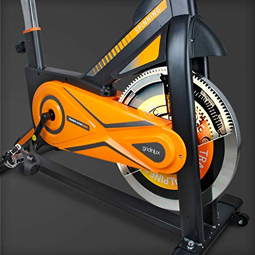gridinlux. Trainer ALPINE-8000. Bicicleta de Spinning Pro-Indoor, Volante de Inercia 25 kg, Nivel Avanzado, Altura Ajustable, Pantalla LCD, Fitness, Unisex.