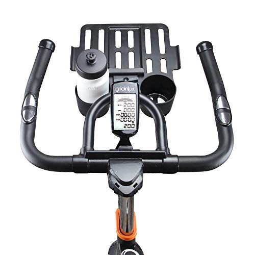 gridinlux. Trainer ALPINE-8000. Bicicleta de Spinning Pro-Indoor, Volante de Inercia 25 kg, Nivel Avanzado, Altura Ajustable, Pantalla LCD, Fitness, Unisex.