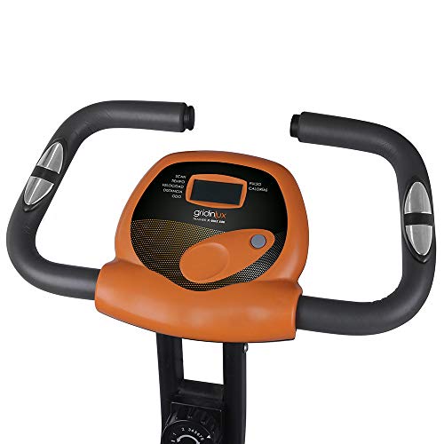 gridinlux. Trainer X-Bike 500. Bicicleta estática Magnética Plegable, Doble Agarre, Pulsómetro, Pantalla LCD, Resistencia 8 Niveles de Intensidad, Altura Regulable, Sillín Extra Confort