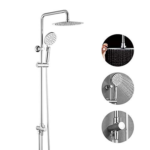 GRIFEMA G7005 Porto - Columna ducha sin grifo, sistema de ducha con alcachofa, rociador 25x25 cm, manguera y soporte, Cromo GRIFEMA G7005 Porto - Columna ducha sin grifo, sistema de ducha con alcachofa, rociador 25x25 cm, manguera y soporte, Cromo