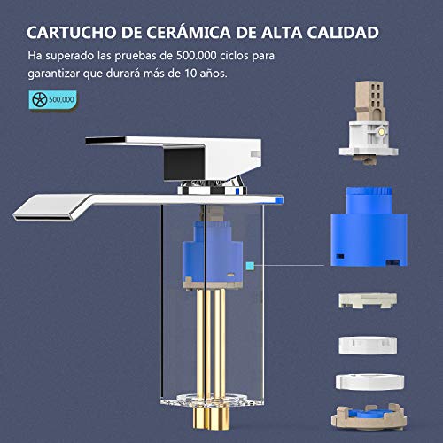 Grifo Lavabo Cascada, ZREE Grifos Lavabos de Doble Función Frío y Caliente, Bajo Nivel de Ruido Grifos de Lavabo,Grifo de Baño Plateado Grifo Lavabo Cascada, ZREE Grifos Lavabos de Doble Función Frío y Caliente, Bajo Nivel de Ruido Grifos de Lavabo,Grifo de Baño Plateado