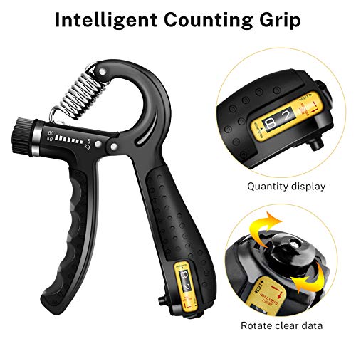 GRM 5 Piezas Contando Fortalecedores de Agarre de Mano, 5-60KG Agarrador de Mano Ajustable, Estirador de Dedos, Ejercitador de Dedos, Anillo de Ejercicio y Antiestrés Bolas para Artritis Músico GRM 5 Piezas Contando Fortalecedores de Agarre de Mano, 5-60KG Agarrador de Mano Ajustable, Estirador de Dedos, Ejercitador de Dedos, Anillo de Ejercicio y Antiestrés Bolas para Artritis Músico