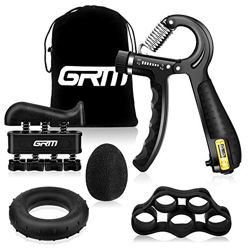 GRM 5 Piezas Contando Fortalecedores de Agarre de Mano, 5-60KG Agarrador de Mano Ajustable, Estirador de Dedos, Ejercitador de Dedos, Anillo de Ejercicio y Antiestrés Bolas para Artritis Músico GRM 5 Piezas Contando Fortalecedores de Agarre de Mano, 5-60KG Agarrador de Mano Ajustable, Estirador de Dedos, Ejercitador de Dedos, Anillo de Ejercicio y Antiestrés Bolas para Artritis Músico
