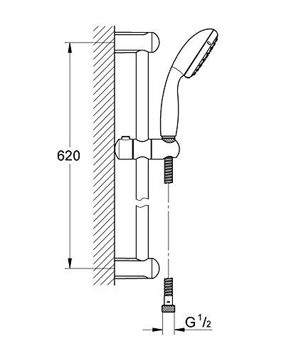 Grohe Tempesta - Conjunto de teleducha (1 chorro)y barra de ducha 600mm (Ref. 27853001)