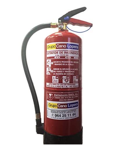 Grupo Cano Lopera | Extintor Universal Polvo Seco ABC con Capacidad de 6 Kg | Homologado | Eficacia 27A -183B | Útil para Casa - Caravana - Oficina - Restaurante | Incluye soporte Grupo Cano Lopera | Extintor Universal Polvo Seco ABC con Capacidad de 6 Kg | Homologado | Eficacia 27A -183B | Útil para Casa - Caravana - Oficina - Restaurante | Incluye soporte