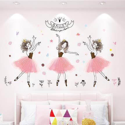 Gshy Vinilo decorativo chica bailarina DIY pegatinas de pared Pintura mural para habitaciones de niños Guardería Salón de baile