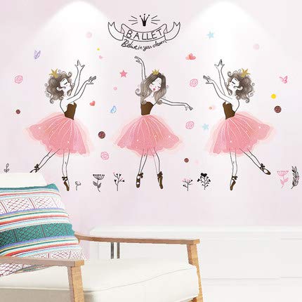 Gshy Vinilo decorativo chica bailarina DIY pegatinas de pared Pintura mural para habitaciones de niños Guardería Salón de baile