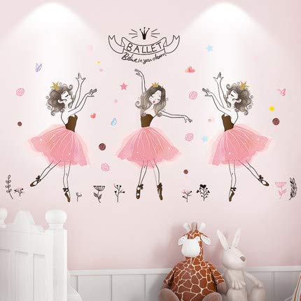 Gshy Vinilo decorativo chica bailarina DIY pegatinas de pared Pintura mural para habitaciones de niños Guardería Salón de baile