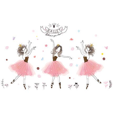 Gshy Vinilo decorativo chica bailarina DIY pegatinas de pared Pintura mural para habitaciones de niños Guardería Salón de baile