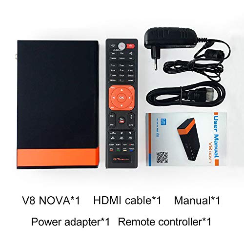 GT Media V8 Nova DVB-S2 Decodificador del Receptor de satélite con Wi-Fi / HEVC H.265 / TV SCART / 1080p Full HD / Ethernet / FTA ,Soporte Web TV Youtube CC CAM PVR Newcam PowerVu Dre Biss Clave