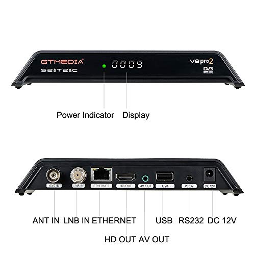 GT MEDIA V8 PRO2 Decodificador Satélite Receptor TDT de TV por Terrestre DVB-S/S2/S2X DVB-T/T2 DVB-Cable WiFi Ethernet 1080P Full HD H.265 HEVC