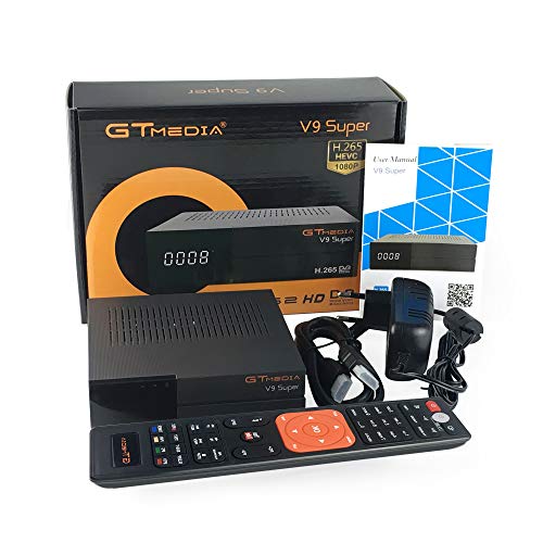 GT Media V9 Super DVB S2 Decodificador de Receptor de Satélite Digital Freesat H.265 1080P Full HD WiFi Incorporado Compatible con Ccam, Newcam, IPTV, Youtube, PVR, PowerVu, Dre y Biss Clave