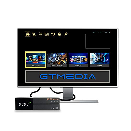 GT MEDIA V9 Super DVB-S2 Decodificador Satélite Receptor de TV Digital H.265 HD 1080P FTA Soporte CC CAM New CAM Youtube PVR Ready PowerVu Clave Biss, Wi-fi Incorporado GT MEDIA V9 Super DVB-S2 Decodificador Satélite Receptor de TV Digital H.265 HD 1080P FTA Soporte CC CAM New CAM Youtube PVR Ready PowerVu Clave Biss, Wi-fi Incorporado